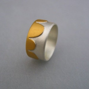 wide bandring 925 Silver with finegold layer bows image 1