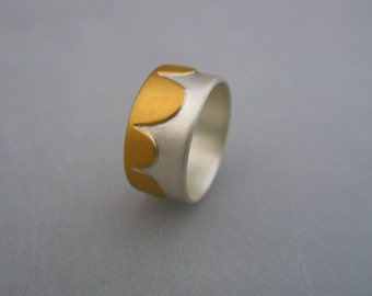 wide bandring 925 Silver with finegold layer bows