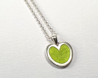Pendant enamel silver chartreuse green transparent