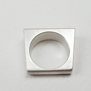 rectangle silver ring 925 silver 750 gold geometric shape image 6