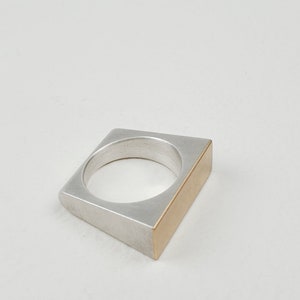 rectangle silver ring 925 silver 750 gold geometric shape image 4