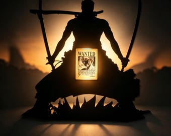 One Piece Anime Wall Lamp – Luffy & Zoro 3D Printed Light, Manga Room Decor, Anime Gift, Otaku Bedroom Decor, LED Wall Light