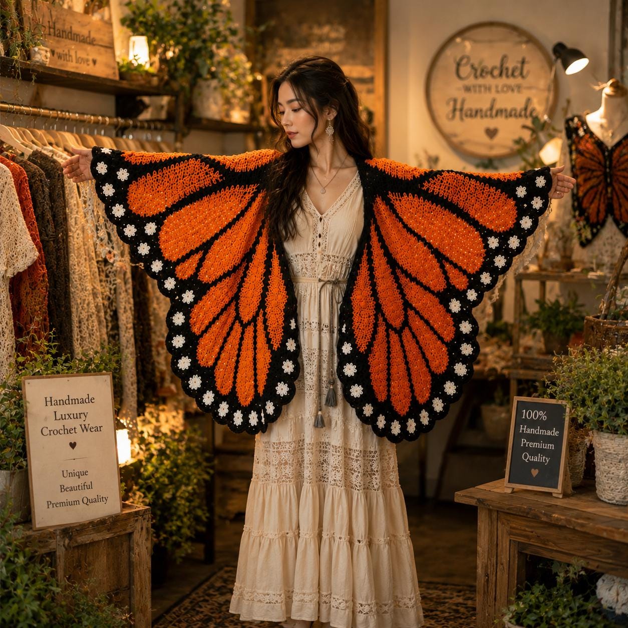 22 Butterfly Shawl Crochet Patterns for Lace Wraps, Vintage Shapes, and Winged Statement... 13 Monarch Butterfly Crochet Shawl
