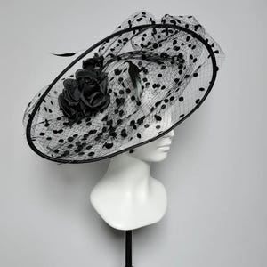 EUC Tim Crawford Ivory Black Rhinestone Church Hat Wide Brim Designer Millinery Designer Church Hats for Sale up to 90% Off: Poshmark main image 2