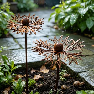 Maceta de metal oxidado hecha a mano para aciano / Decoración floral de estilo rústico vintage / Decoración de jardín exterior