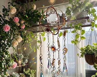 Campanillas de viento de cristal para ventanas / Adornos de arcoíris prismáticos de estilo bohemio para la decoración del hogar, ideales para dormitorios y salas de estar.