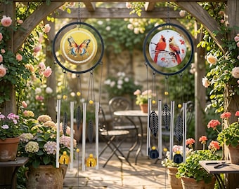 Campanillas de viento para jardín de mariposas / Un regalo especial para los amantes de las mariposas / Campanillas de viento colgantes para la decoración de la terraza o el hogar
