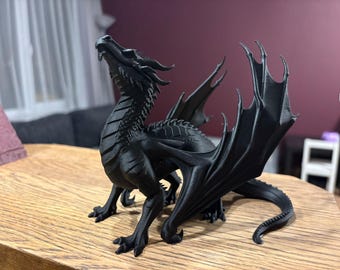 Black Dragon Figurine – Fantasy Creature Decor for Dragon Lovers