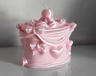 Cherry Jewelry Organizer Box: Pink Heart Bow Decor Storage