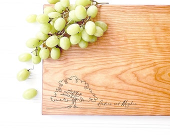 Personalized Tree Cutting Board with Couples Names, Custom Wedding Gifts for Couple. Charcuterie and Cheese Boards by Milk & Honey.