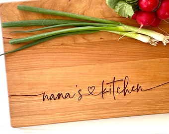 Nana's Kitchen Mothers Day Cutting Board Personalized with Any Name for Custom Mother's Day Gift, by Milk & Honey