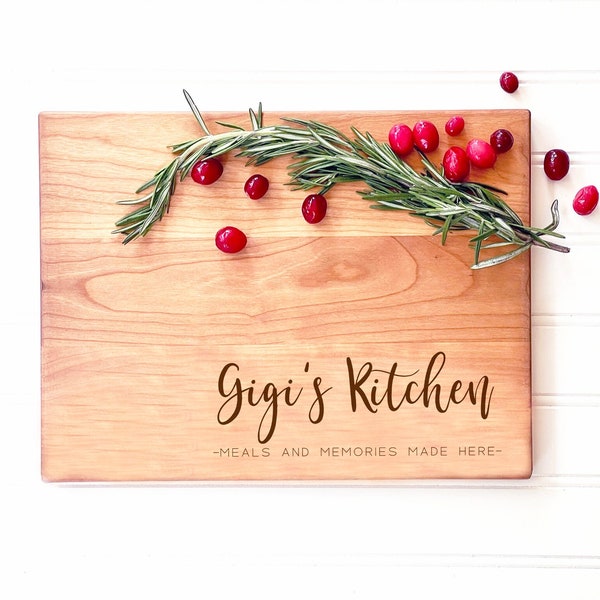 Gigi Cutting Board Personalized with Gigi's Kitchen Meals and Memories Made Here, for Custom Christmas Gift, by Milk & Honey