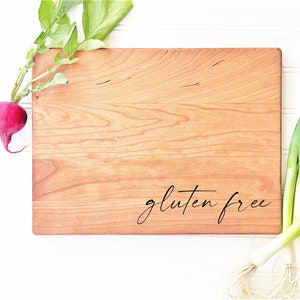 Gluten Free. Engraved Cutting Board for healthy gift idea. Celiac Safety Kitchenware, serving board, cheese boards by Milk & Honey