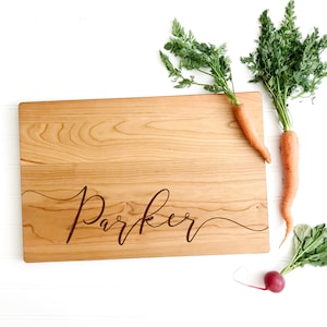 Last Name Board. Personalized Cutting Board for custom wedding gift, engagement or anniversary present.