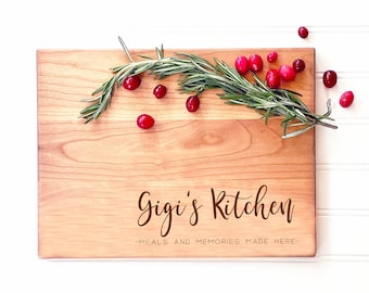Gigi Cutting Board Personalized with Gigi's Kitchen Meals and Memories Made Here, for Custom Christmas Gift, by Milk & Honey