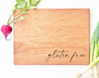 Gluten Free. Engraved Cutting Board for healthy gift idea. Celiac Safety Kitchenware, serving board, cheese boards by Milk & Honey