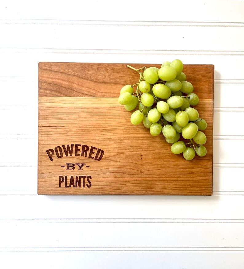 Powered by Plants, Engraved Cutting Board for Vegan Gifts, Vegetarian Present, Serving Board by milk and honey image 8
