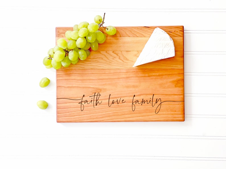Engraved Cutting Board, Charcuterie Board, Faith Love Family. Thanksgiving Table Decor, Christmas Gift for Family, Holiday Gathering decor. image 4