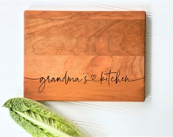 Grandma's Kitchen Personalized Cutting Board. Grandma Gifts by Milk & Honey for Birthday, Mother's Day, and Christmas. milk and honey