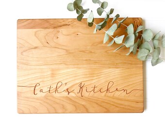 Custom Cutting Board, Grandma's Kitchen, Nanas, Mom's, or Any Personalized Name. Engraved wood chopping block, gifts for family or friends.