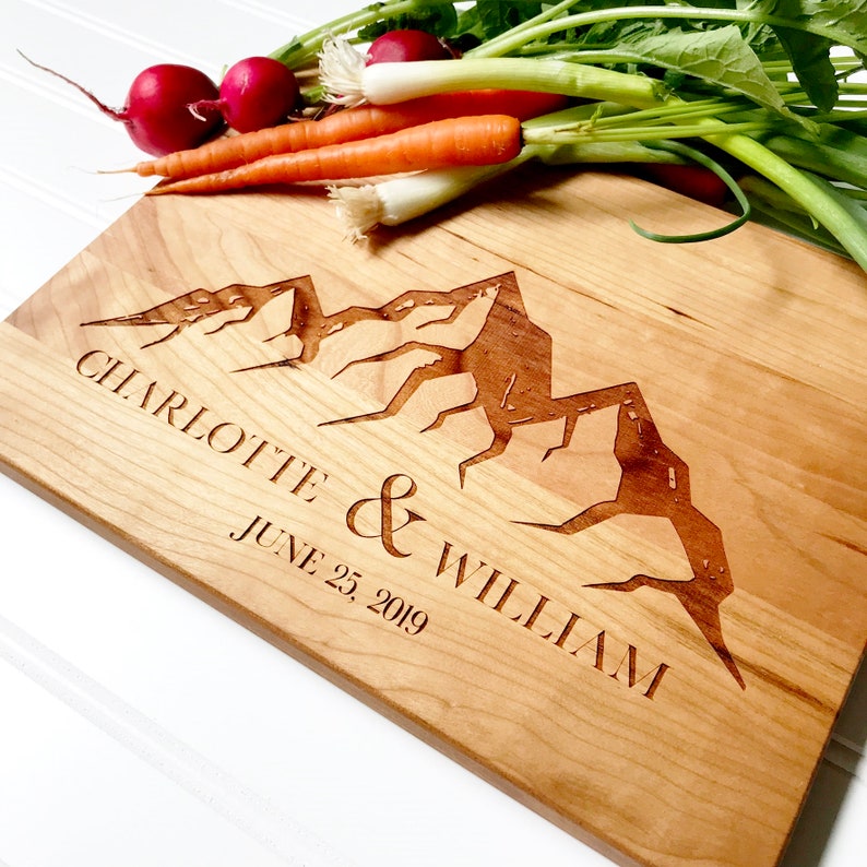 Personalized Cutting Board with Mountains. Custom Couples Etsy