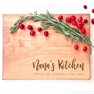 Nana's Kitchen, Meals and Memories Made Here. Personalized Cutting Board for Christmas, Birthday, Mother's Day from grandkids image 6