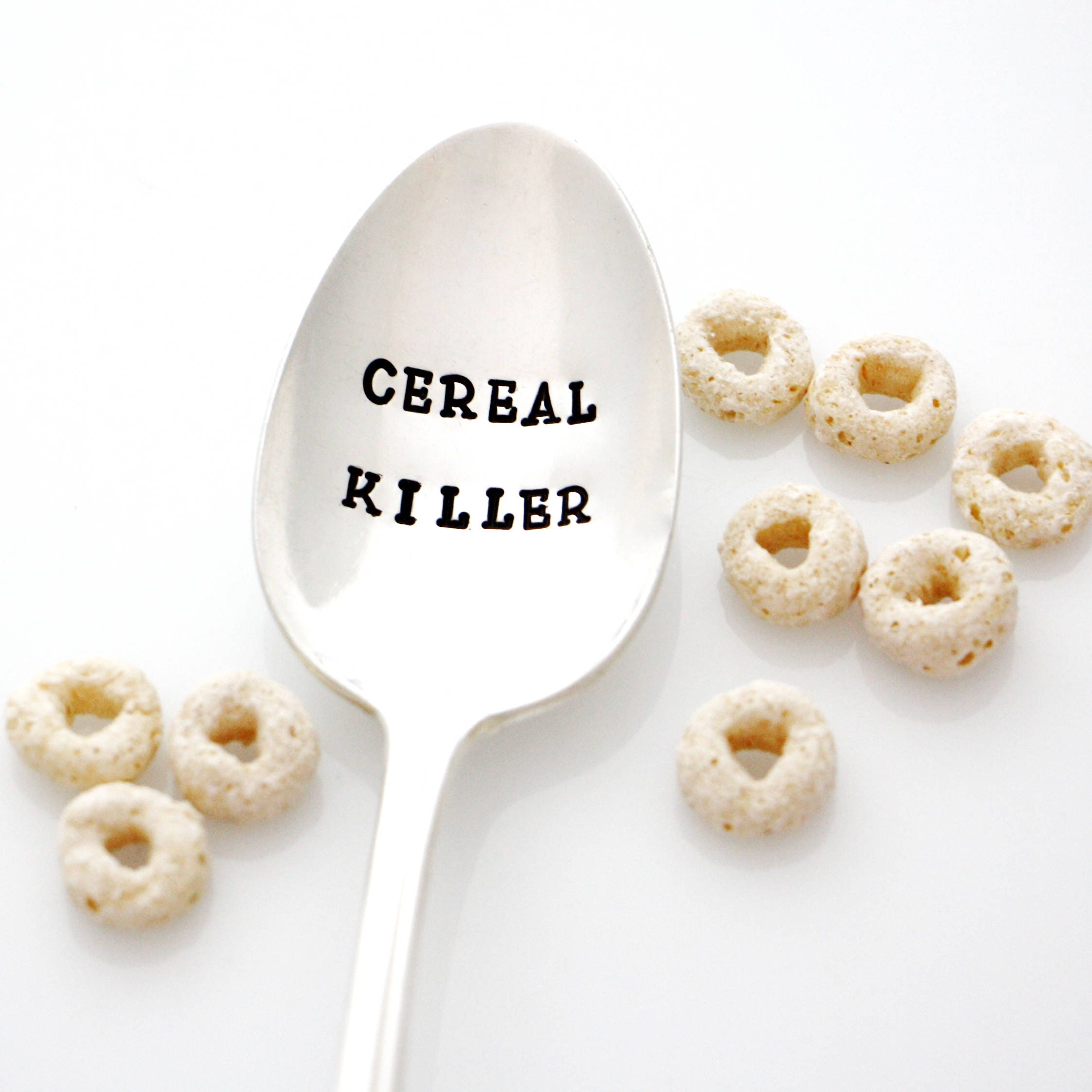Cereal Killer spoon. Hand stamped spoon for funny gift for Etsy