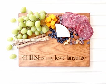 CHEESE is My Love Language. Cheese Lover Gift, Engraved Funny Cheese Slicing Board for Food Lover Gift Idea. Charcuterie Board