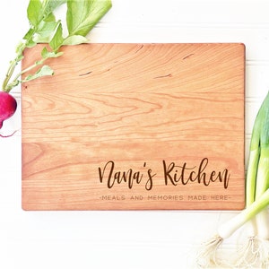 Nana's Kitchen, Meals and Memories Made Here. Personalized Cutting Board for Christmas, Birthday, Mother's Day from grandkids image 2