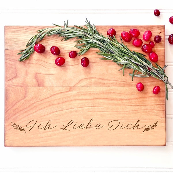 Ich Liebe Dich, Engraved Cutting Board. German Gift for Oma or Opa's Kitchen. Deutsch for I Love You. Germany Decor.