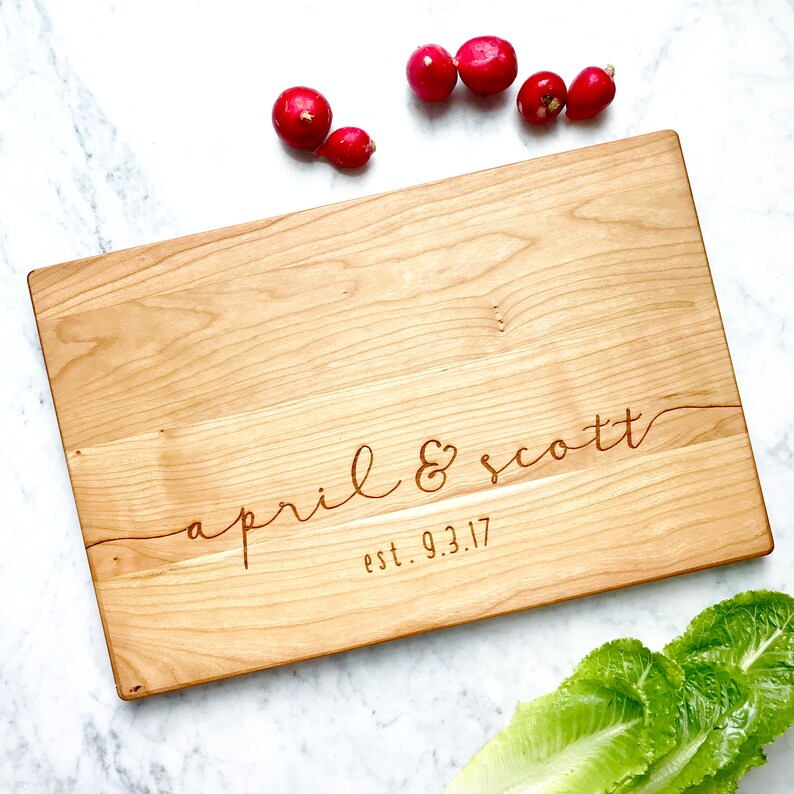 Cherry Custom Cutting Board with names and est date. Etsy