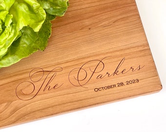 Personalized Cutting Board. Engraved Serving Board. Name & date for custom anniversary gift. milk and honey