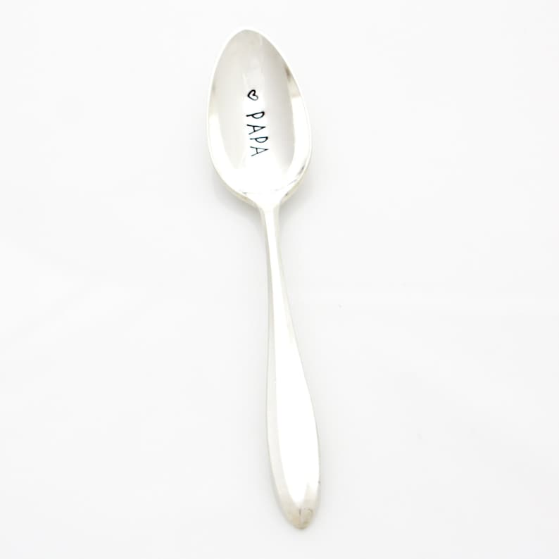 vintage hand stamped spoon with heart for unique Father/'s Day gift idea. Papa coffee spoon