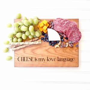 CHEESE is My Love Language. Cheese Lover Gift, Engraved Funny Cheese Board for Food Lover Gift Idea. Charcuterie Board, Wood Cutting Board image 2