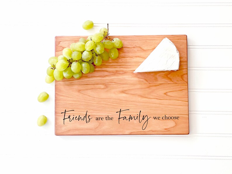 Friends are the Family we Choose Cutting Board for Friendship Gift. Engraved Charcuterie Boards, Friendsgiving Decor by Milk & Honey ® image 3