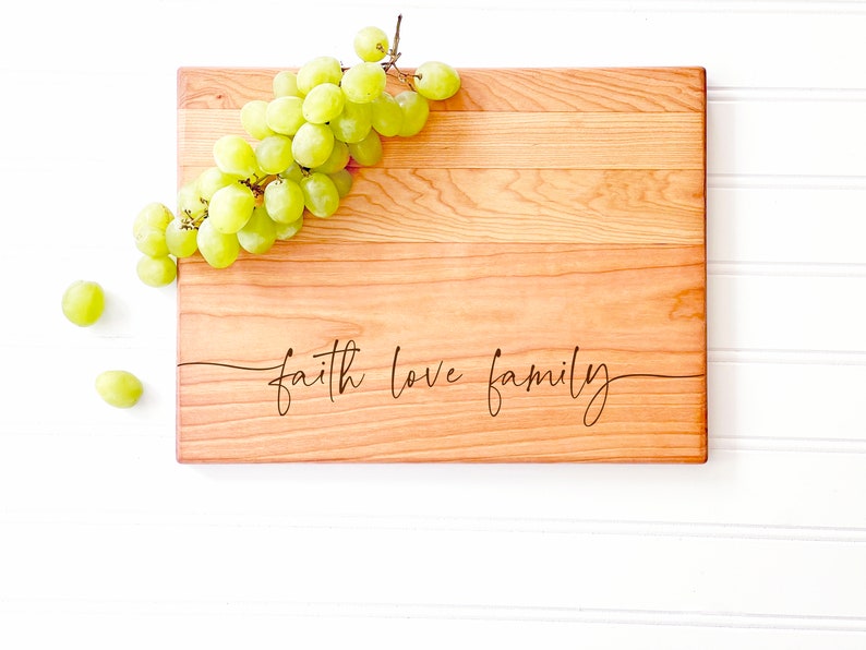 Engraved Cutting Board, Charcuterie Board, Faith Love Family. Thanksgiving Table Decor, Christmas Gift for Family, Holiday Gathering decor. image 10