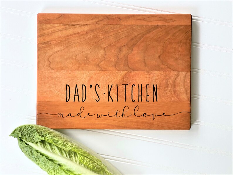 Pop Pop's Kitchen, Made with Love. Personalized Gifts for Pop Pop. Grandfather Gifts, Father's Day Cutting Board by Milk & Honey ® image 2