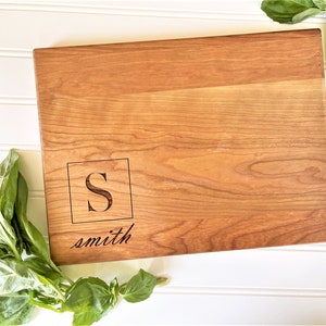 Personalized Last Name Cutting Board. Custom Engraved wooden board for custom kitchen decor, charcuterie boards, closing gifts. image 2