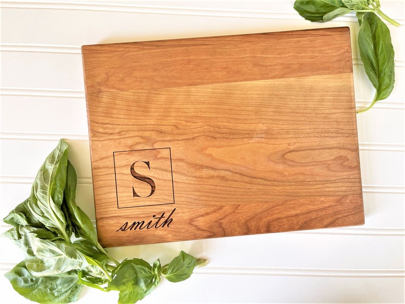 Personalized Last Name Cutting Board. Custom Engraved wooden board for custom kitchen decor, charcuterie boards, closing gifts. image 2