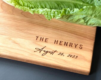 Custom Charcuterie Board. Personalized Board Engraved w/ Name & Date. Wedding gift, engagement gift. Wood home decor, Kitchen Counter Sign.