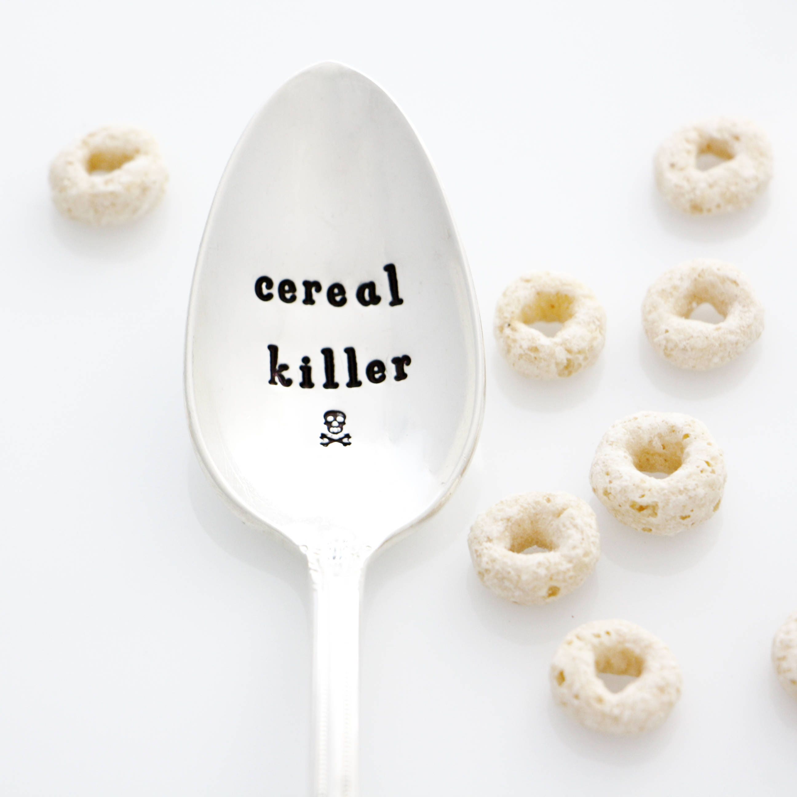 Cereal Killer spoon. Funny gift. Kitchen Puns Hand stamped