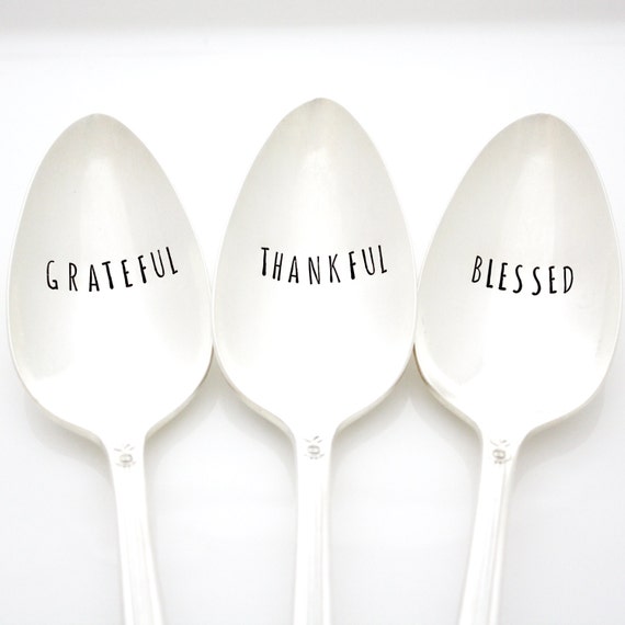 Items similar to Serving Spoons, Grateful, Thankful, Blessed. Hand