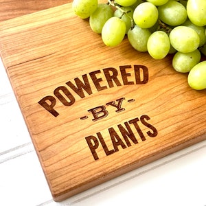 Powered by Plants, Engraved Cutting Board for Vegan Gifts, Vegetarian Present, Serving Board by milk and honey image 4