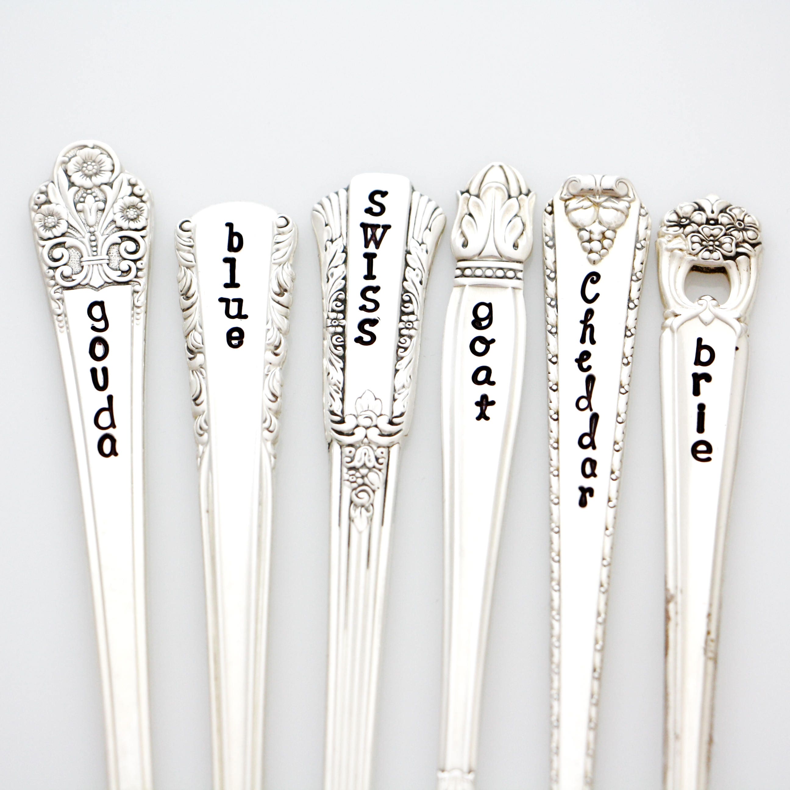 Cheese Markers from Silverware Handles. Hand Stamped Flatware Etsy
