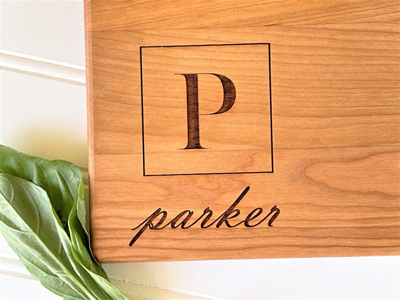 Personalized Last Name Cutting Board. Custom Engraved wooden board for custom kitchen decor, charcuterie boards, closing gifts. Cherry