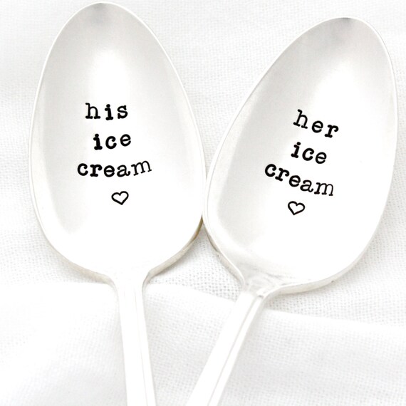 His Ice Cream and Her Ice Cream Spoon set. Vintage hand Etsy
