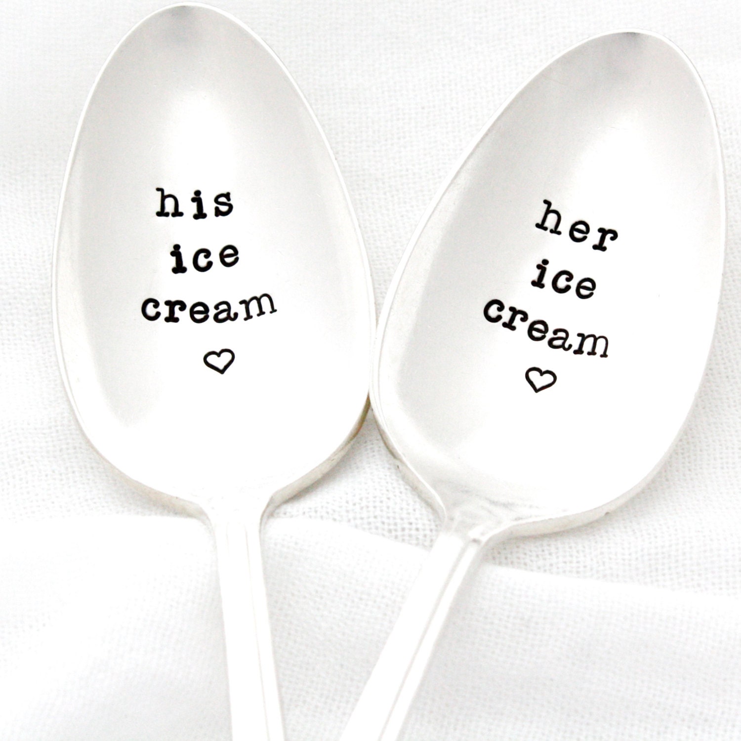 His Ice Cream and Her Ice Cream Spoon set. Vintage hand Etsy