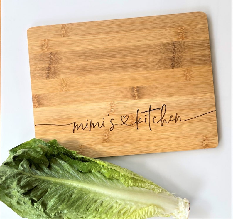 Cutting Board, Mimi's Kitchen. Engraved Wooden Board for Mother's Day Gift for Mimi. Birthday Present for Grandmother. milk and honey Bamboo