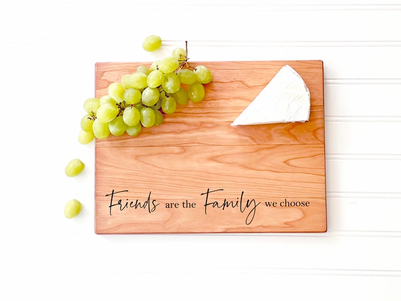 Friends are the Family we Choose Cutting Board for Friendship Gift. Engraved Charcuterie Boards, Friendsgiving Decor by Milk & Honey ® image 7