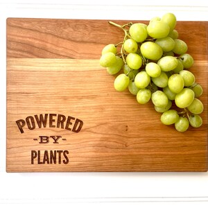 Powered by Plants, Engraved Cutting Board for Vegan Gifts, Vegetarian Present, Serving Board by milk and honey image 3